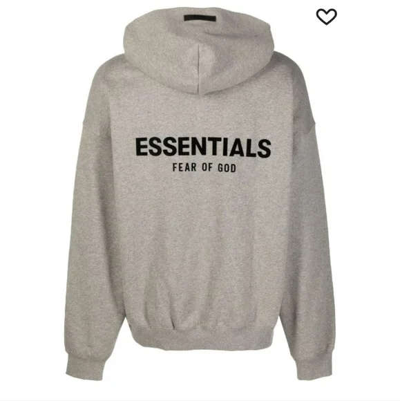 FEAR OF GOD ESSENTIALS logo pullover hoodie, Dark Oatmeal,size XXS  